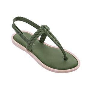Melissa Flash + Salinas Olive Green Braided Slingback Sandal